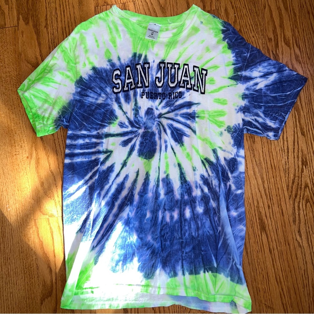 Green and Blue Tie Dye T Shirt-San Juan Puerto Rico